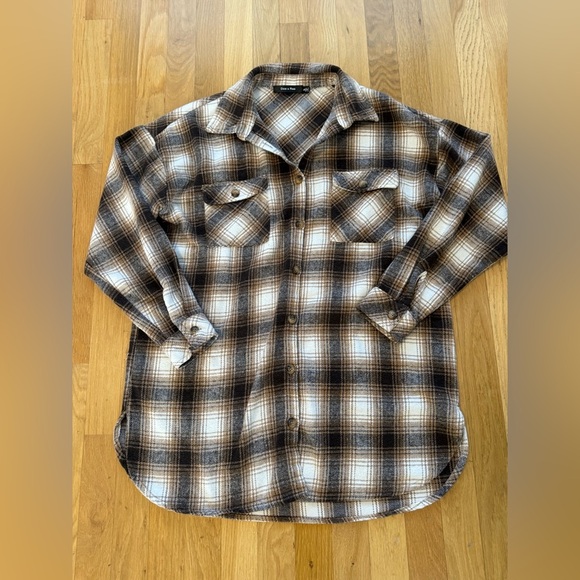 Doe & Rae Brown Plaid Shirt button down Men's size small work daily layering Y2K - Picture 4 of 7